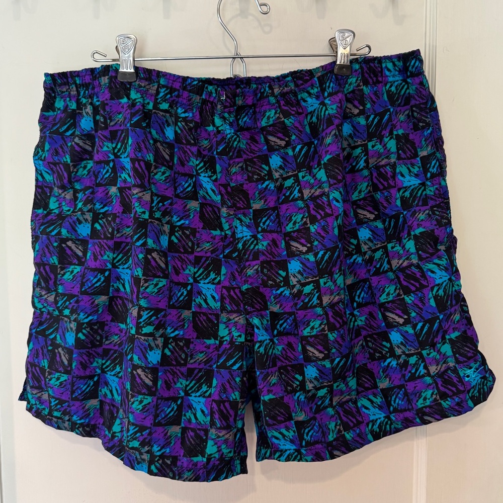 VTG 80s 90s Hobie Swim Trunks Board Shorts Mens Neon Vintage Geometric Size L